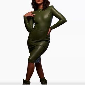 Ivy Park Olive Green Faux Leather Bodysuit